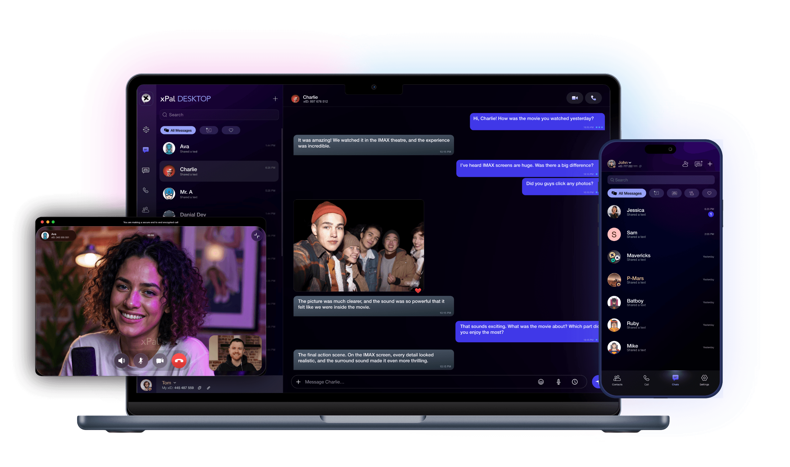 xPal Desktop and mobile secure messenger interface
