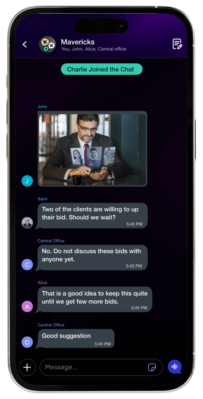 encrypted messaging app group chat interface