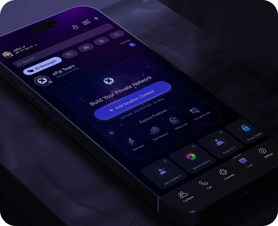 encrypted messaging app home screen