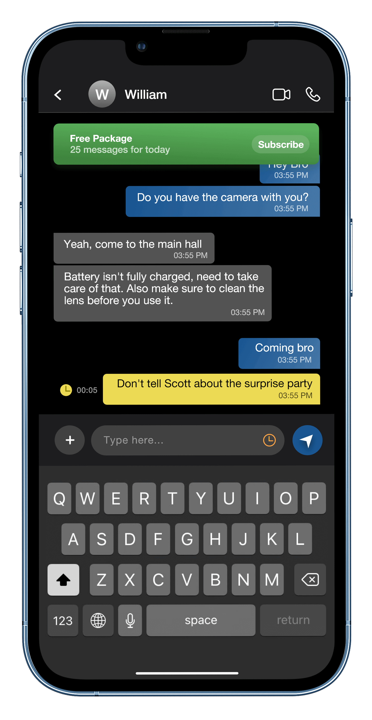 xPal secure messenger app home screen